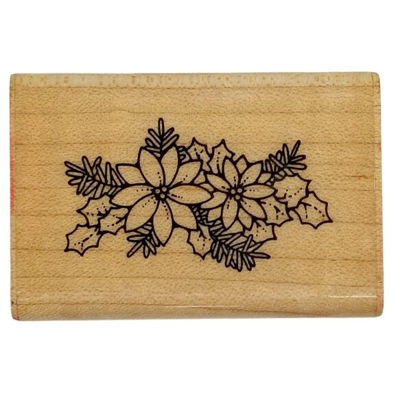 Hero Arts 1985 Vintage Rubber Stamp Flowers and Leaves Wood Crafts Scrapbooking - Picture 1 of 8